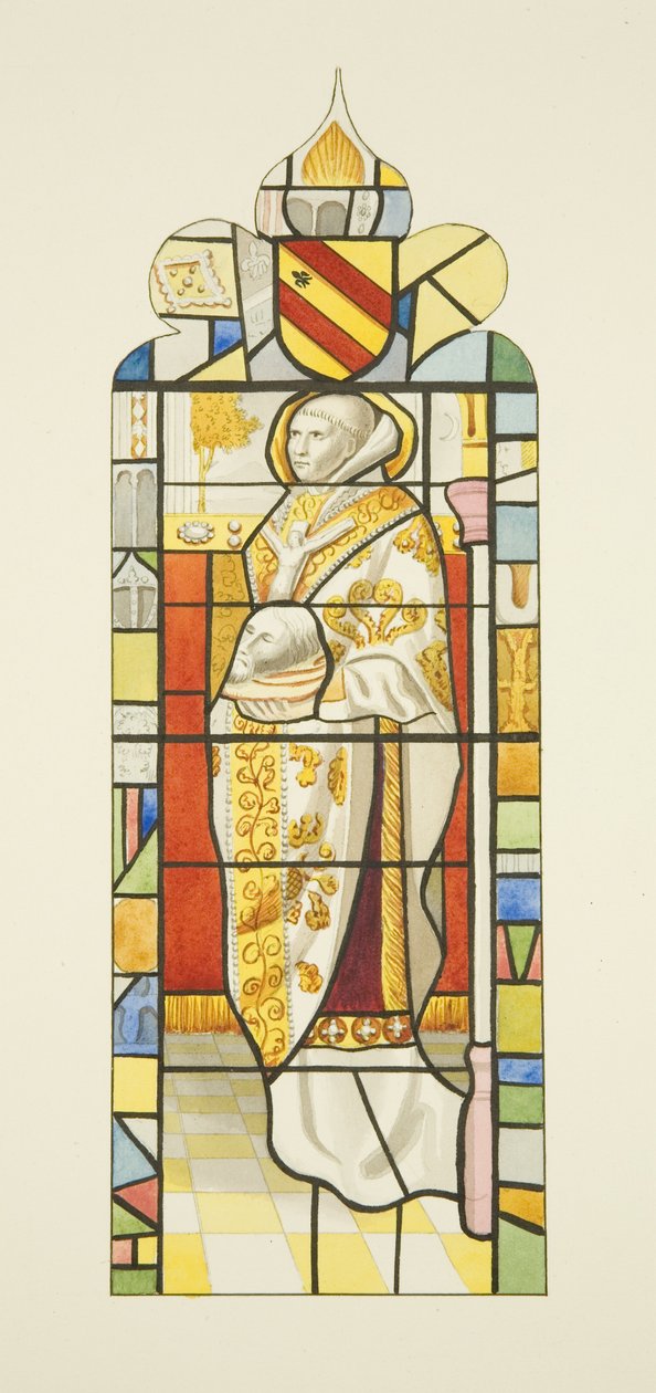 Vidriera en San Marcos, con San Cuthbert de Joseph Manning