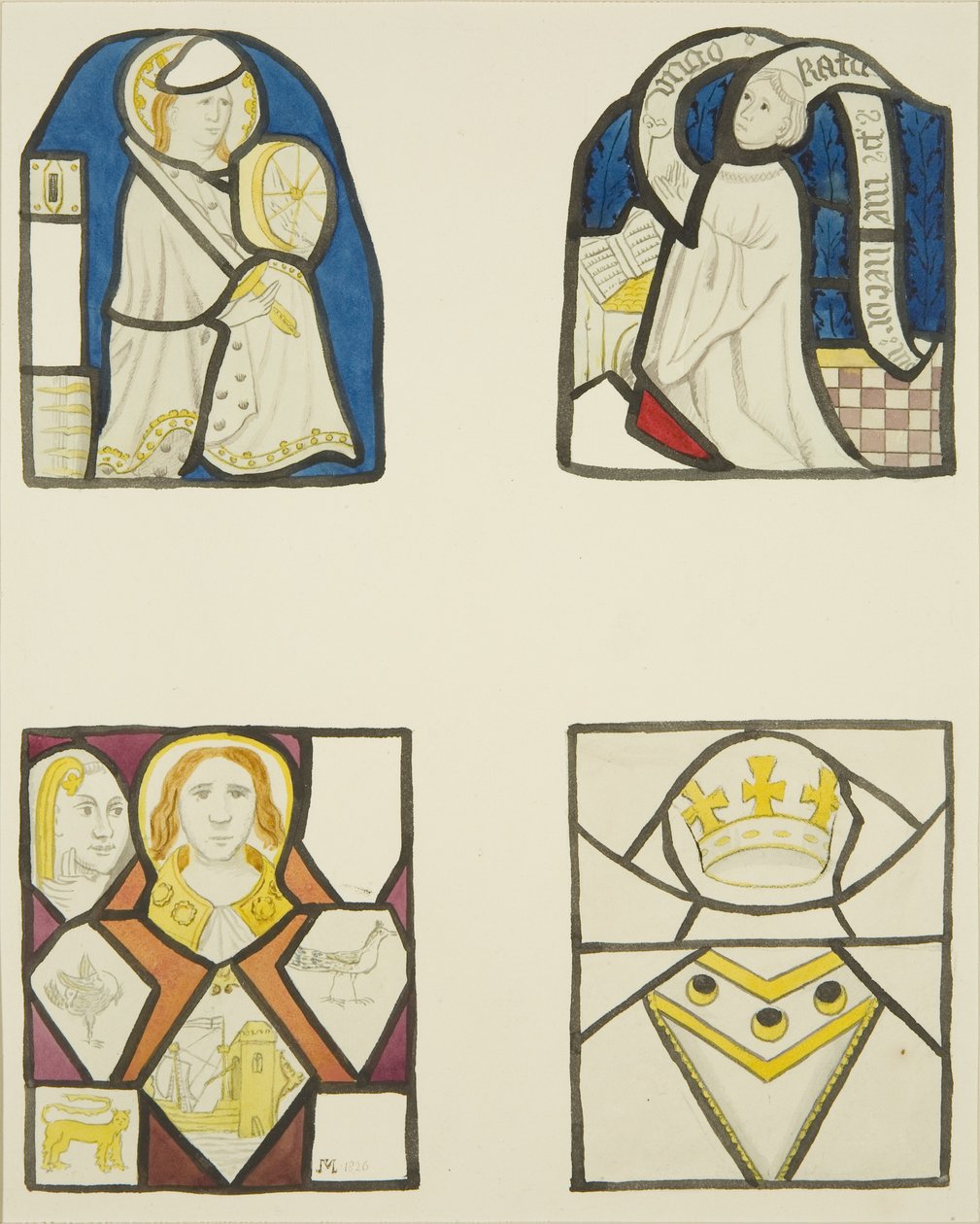 Vidrieras en la ventana de la Capilla de Tejedores en la Iglesia del Templo de Joseph Manning