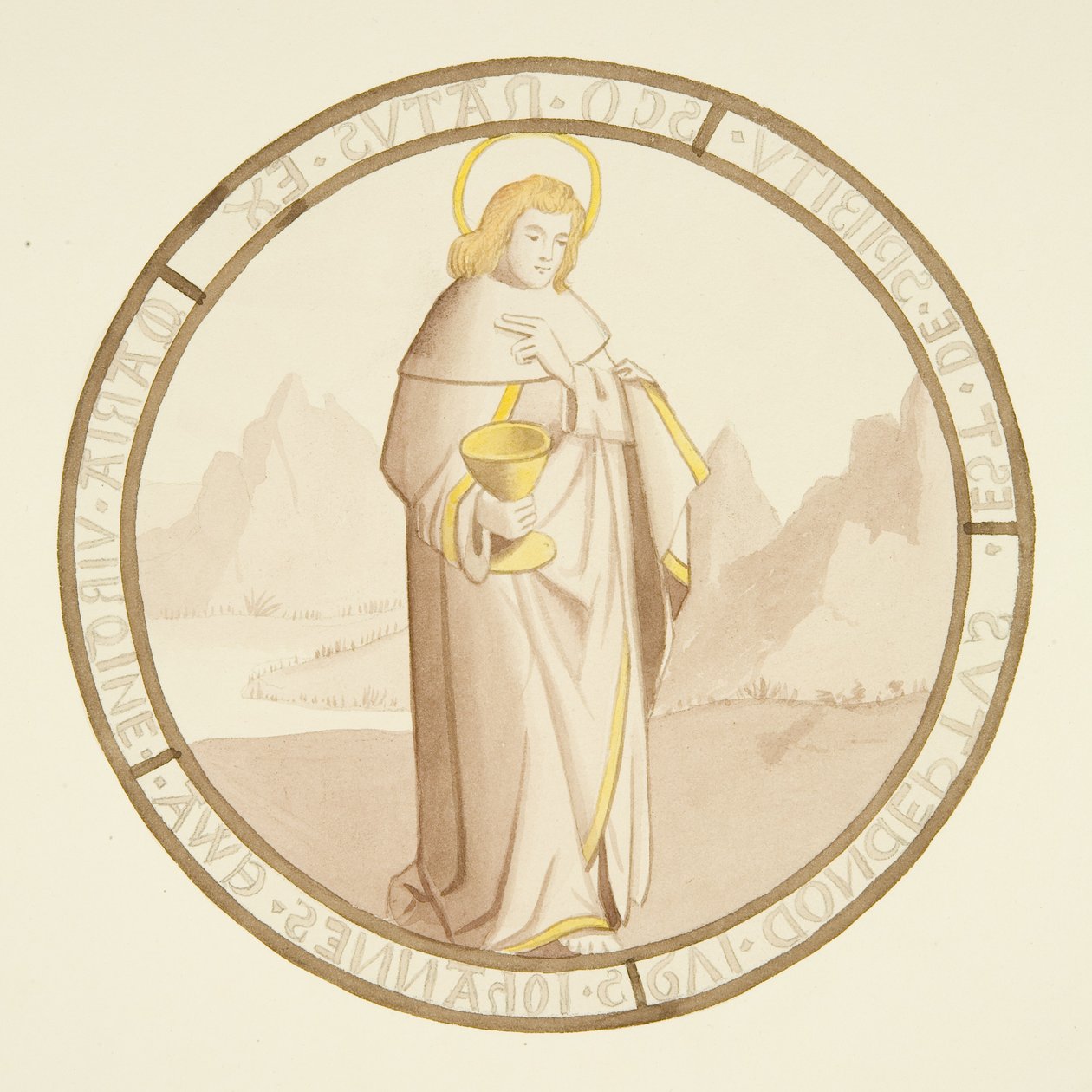 Vidriera en la ventana de la capilla privada del Palacio del Obispo: San Juan de Joseph Manning