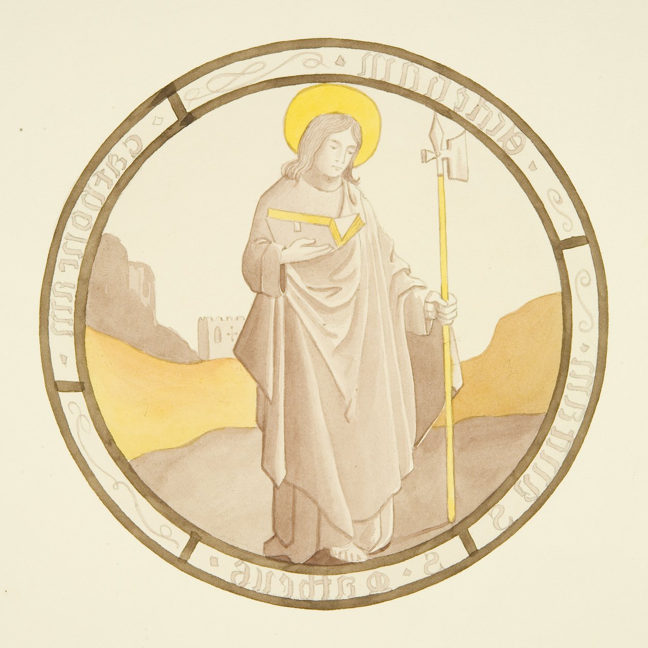Vidriera en la ventana de la capilla privada del Palacio del Obispo: San Mateo de Joseph Manning