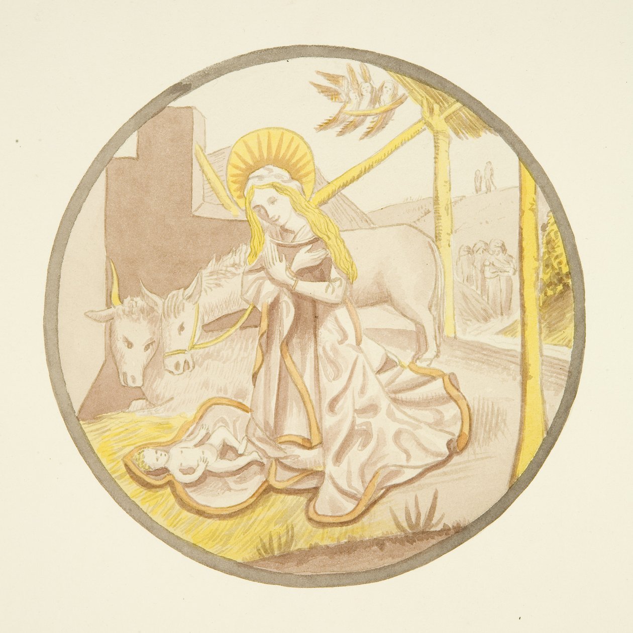Vitral en la ventana de la capilla privada del Palacio del Obispo: La Natividad de Joseph Manning