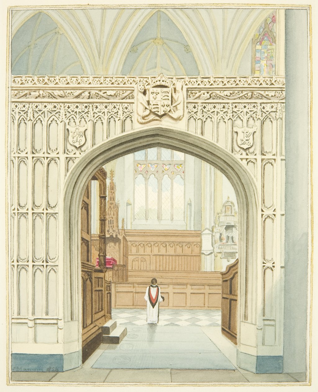 El coro desde el pasillo sur de la Catedral de Bristol de Joseph Manning