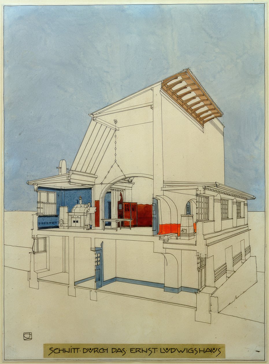 Sección a través de la Casa Ernst-Ludwig de Joseph Maria Olbrich