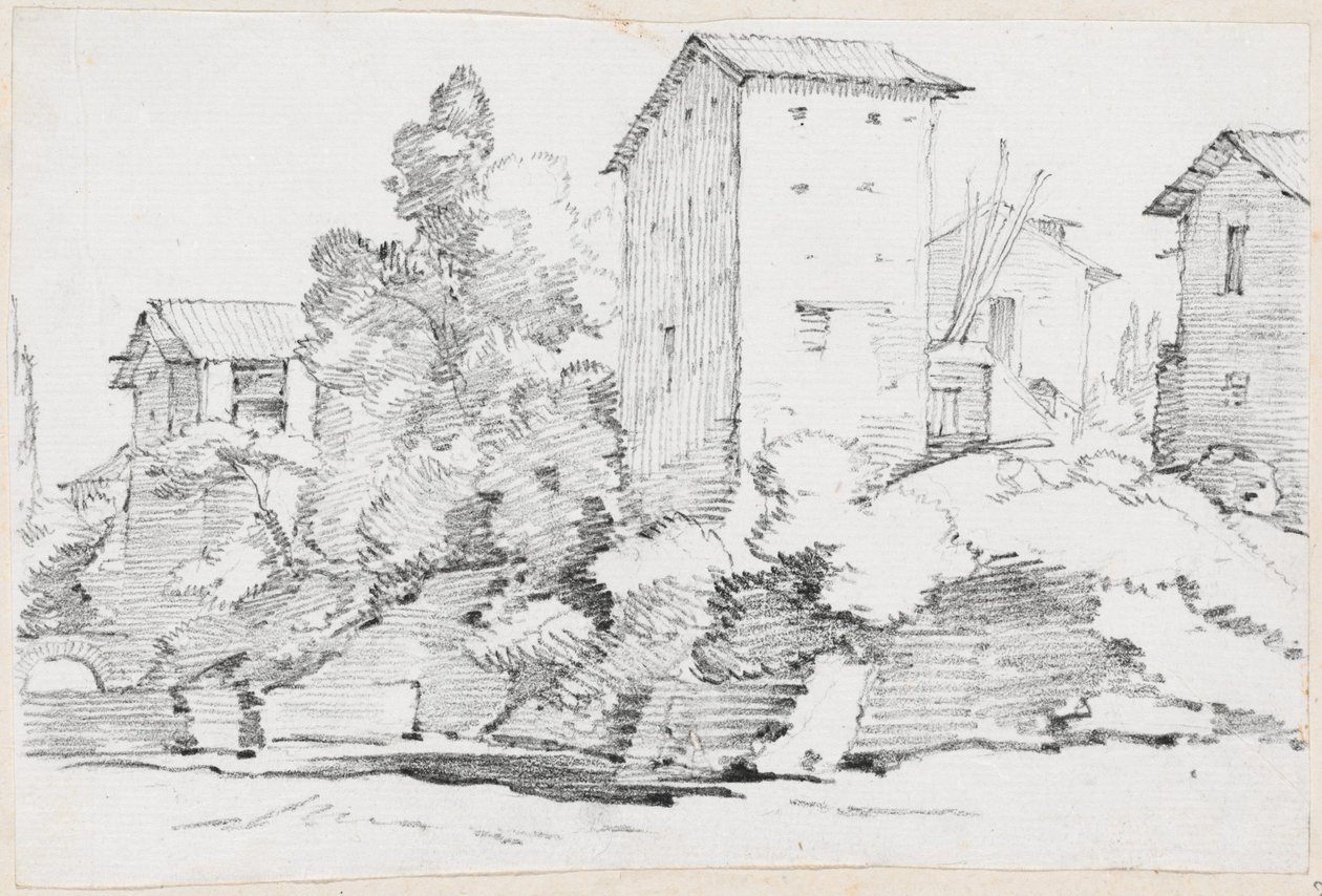 Edificios de Granja Italianos junto a un Arroyo de Joseph Marie Vien