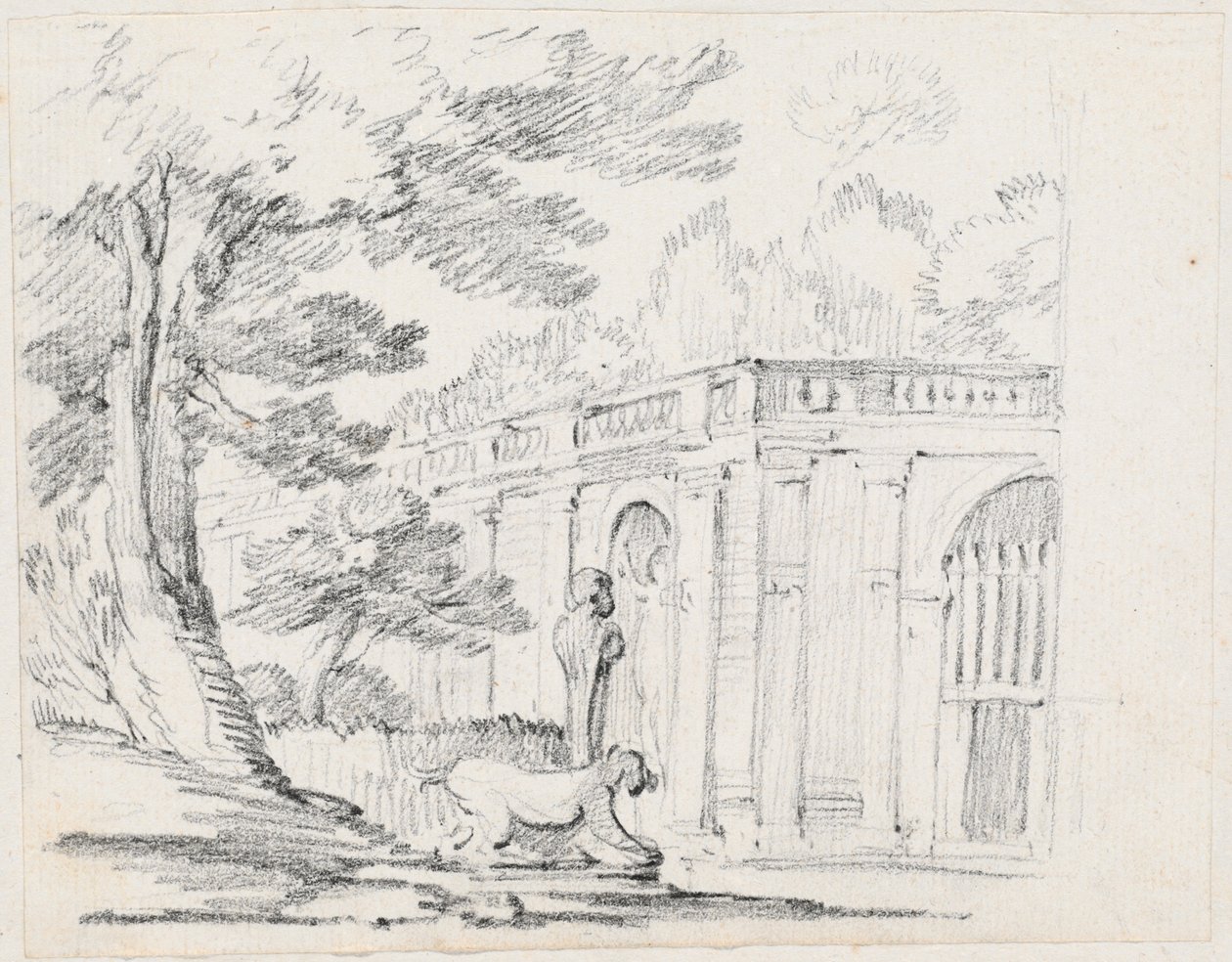 Logia y estatuaria en un jardín italiano de Joseph Marie Vien