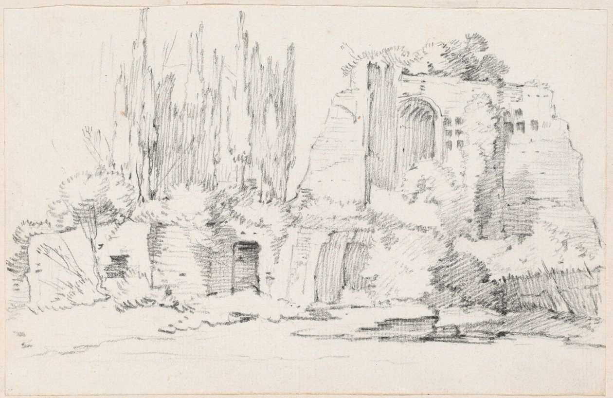 Ruinas romanas con un grupo de cipreses de Joseph Marie Vien