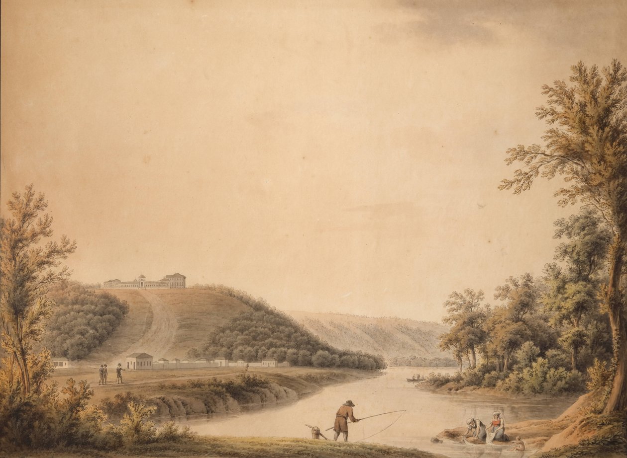 Vista del Palacio de la finca de Kurakin en Nadezhdino, 1800s de Joseph Moessmer