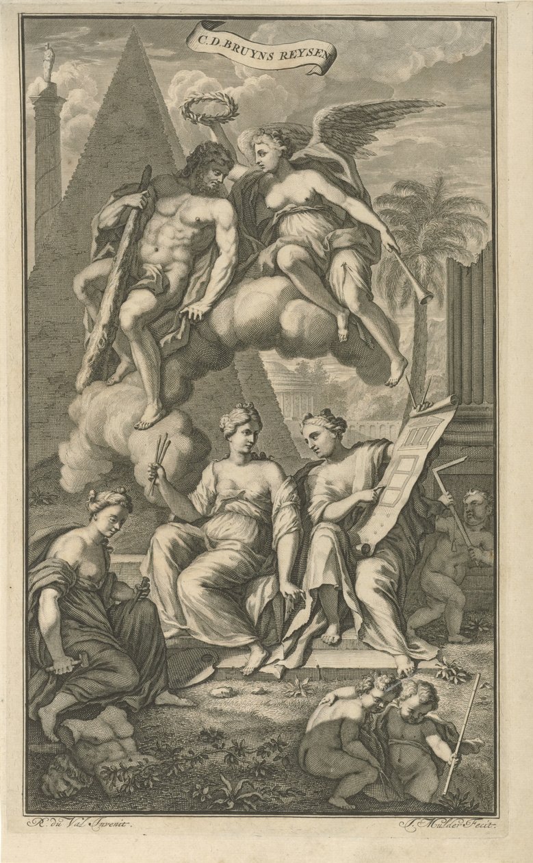 Hércules coronado por Victoria Página de título para: Cornelis de Bruyn, Viajes de Cornelis de Bruyn, a través de las partes más famosas de Asia Menor, 1698 de Joseph Mulder