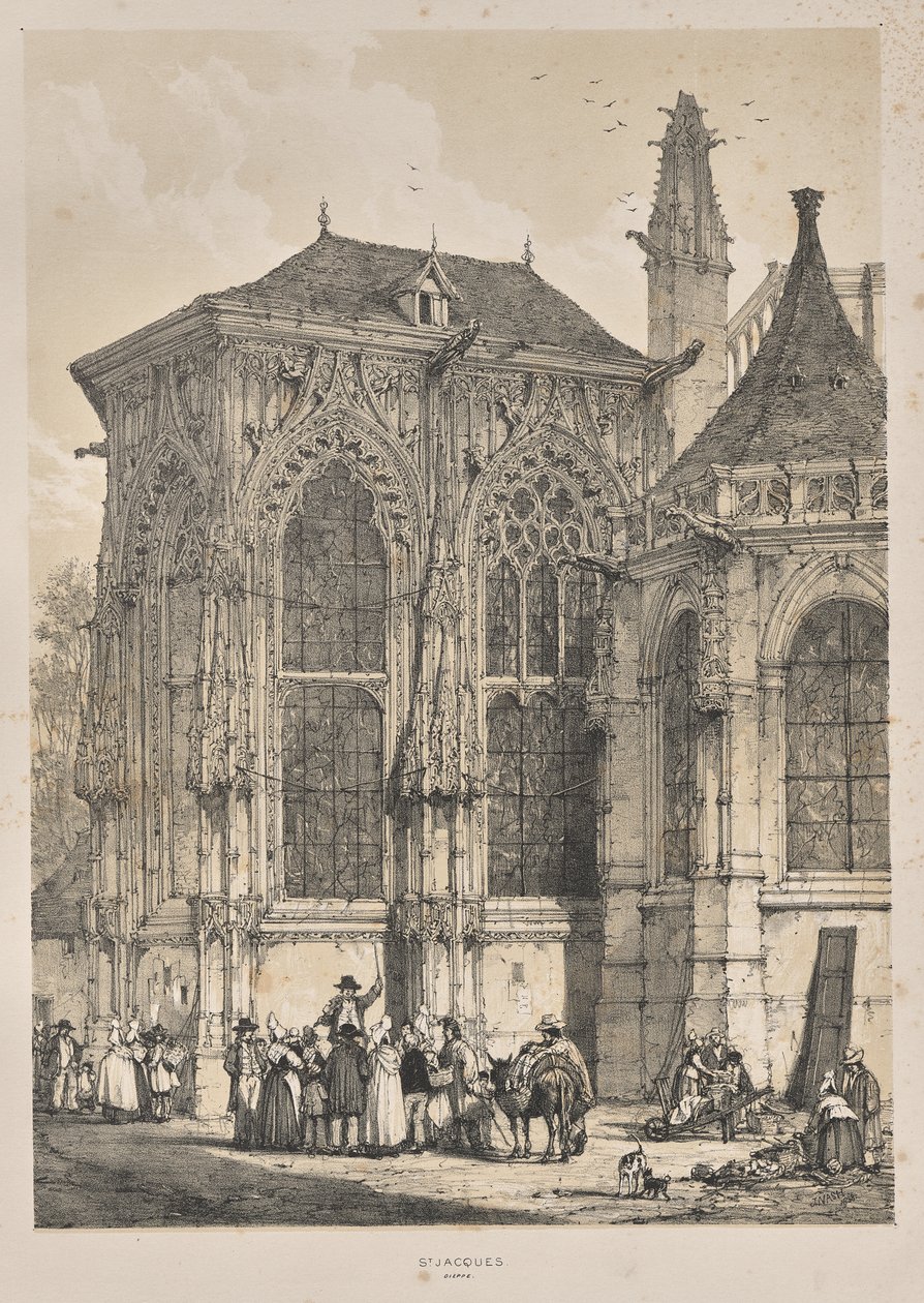 Arquitectura de la Edad Media: San Jacques, Dieppe, Extremo Este, Exterior de Joseph Nash