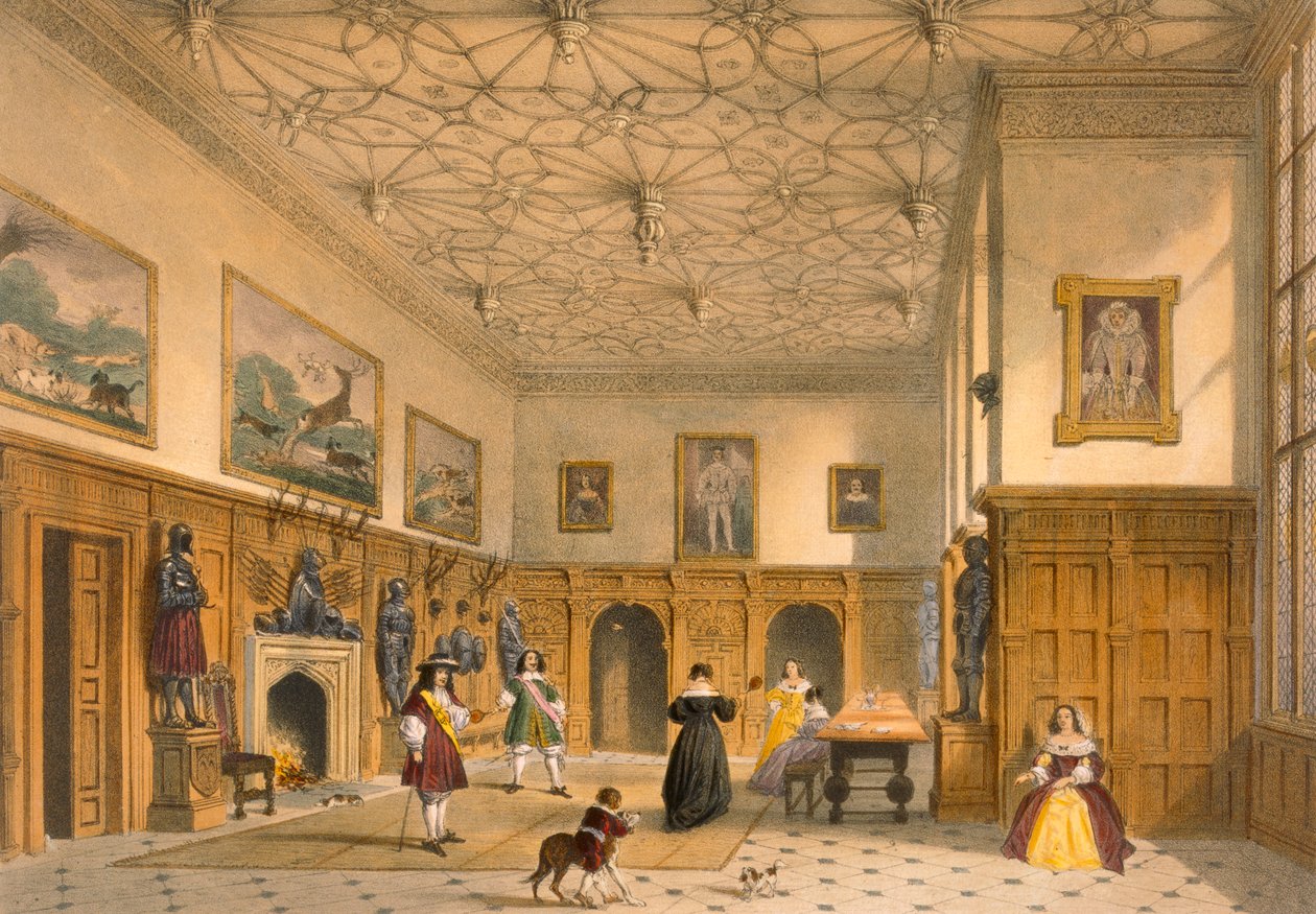 Juego de bate en el Gran Salón, Parham Park, Sussex, c.1600 de 
