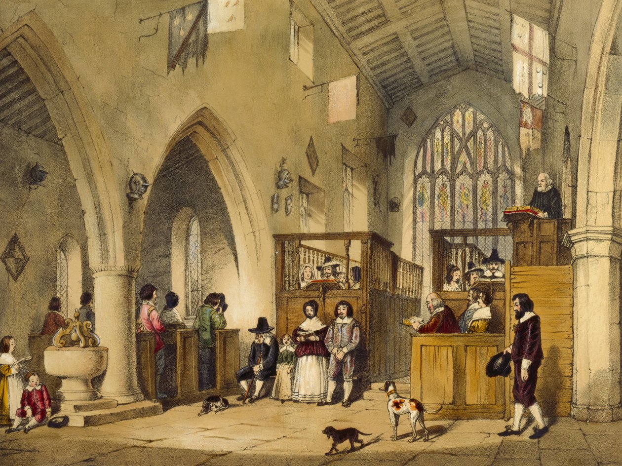 Capilla en Haddon Hall, Derbyshire, 1600, ilustración de 