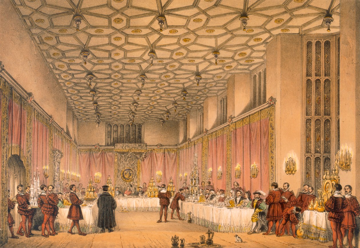 La cámara, Hampton Court, pub. 1838 de Joseph Nash