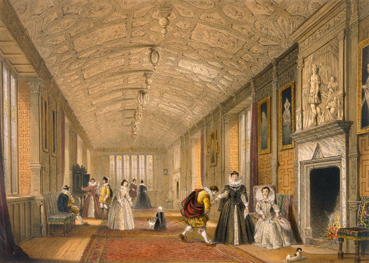 La Galería Larga en Lanhydrock, Cornwall, 1600 de Joseph Nash
