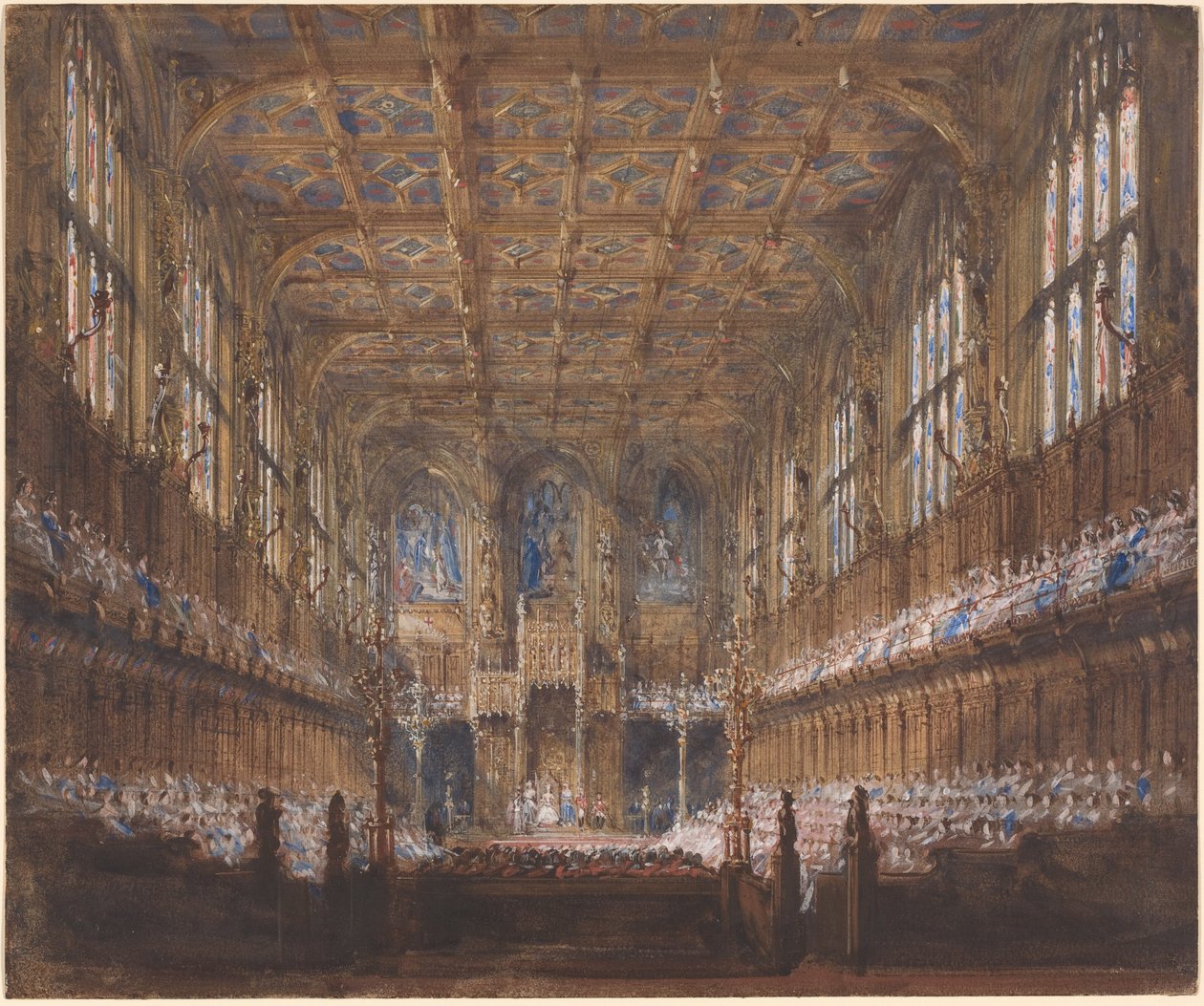 La apertura solemne del Parlamento en la Cámara de los Lores reconstruida de Joseph Nash