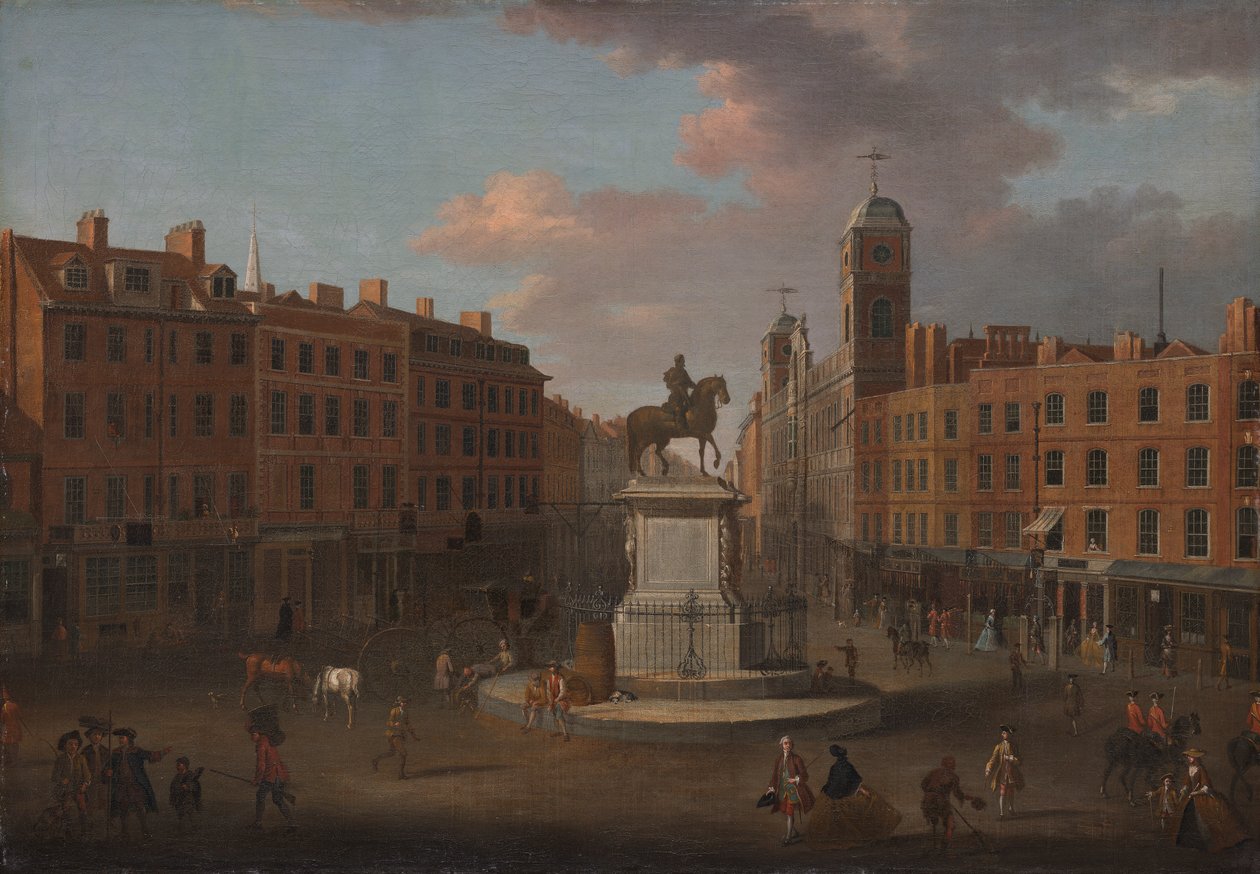 Charing Cross, con la estatua del rey Carlos I y Northumberland House de Joseph Nickolls