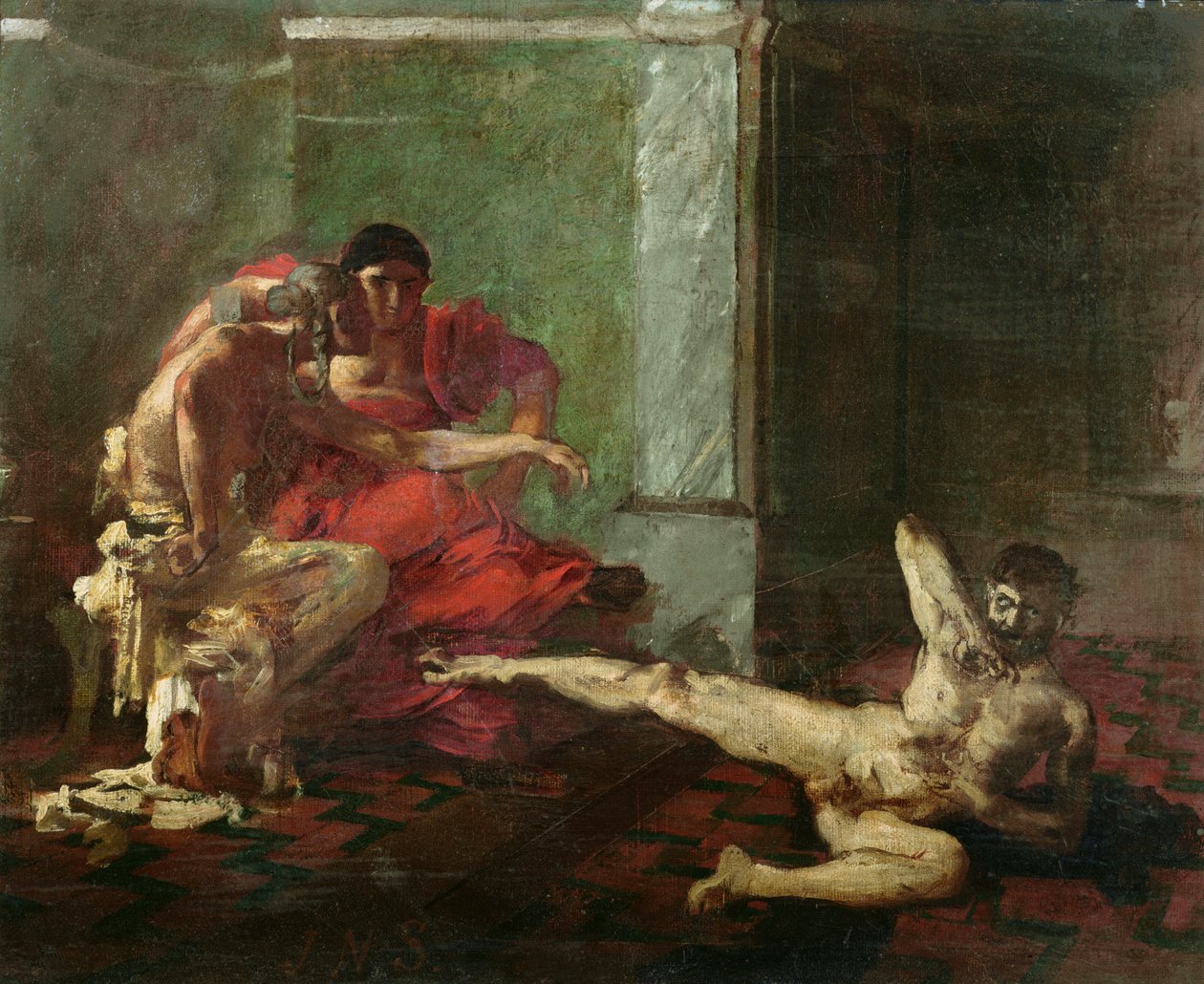 Locusta probando veneno en un esclavo, c.1870-80 de Joseph Noel Sylvestre