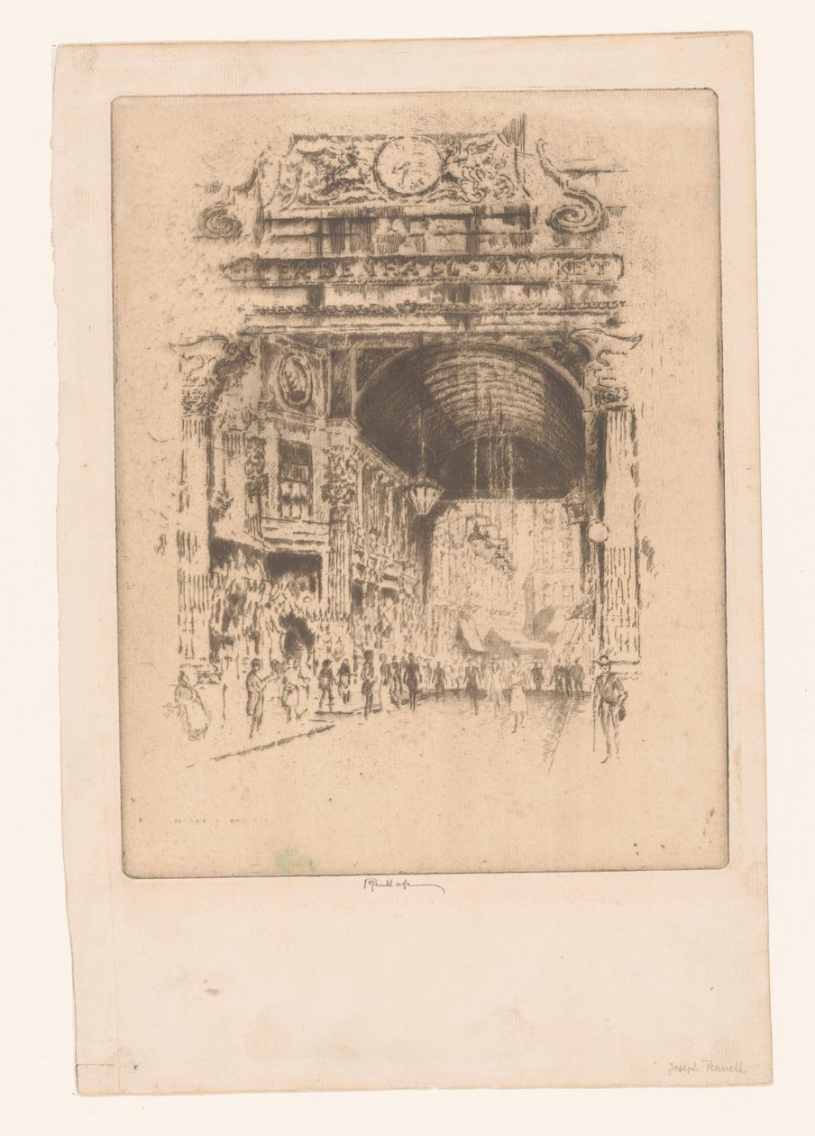 Mercado de Leadenhall, II de Joseph Pennell (signed by artist)