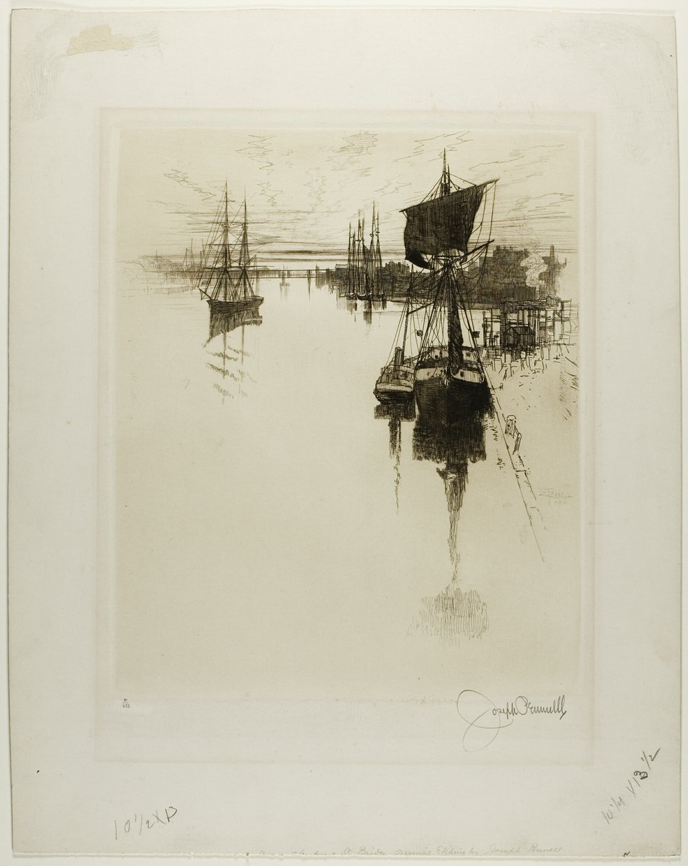 Debajo del puente Chestnut Street, Filadelfia de Joseph Pennell
