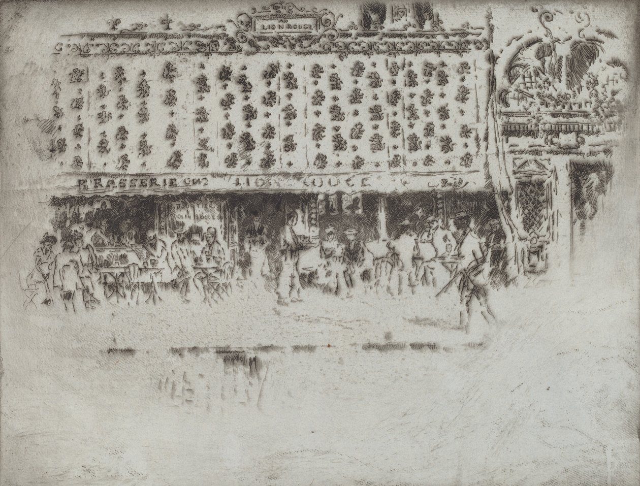 Cervecería, Au Lion Rouge, 1893 de Joseph Pennell
