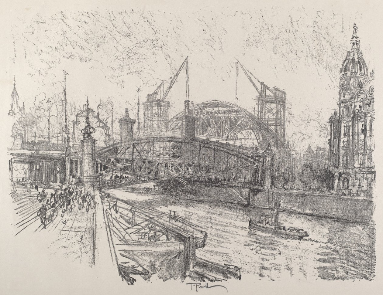Construcción de la estación Freidrich-Strasse, 1921 de Joseph Pennell