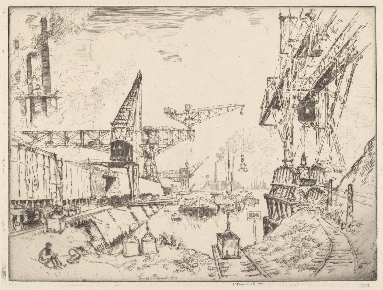 Grúas en Duisburgo de Joseph Pennell