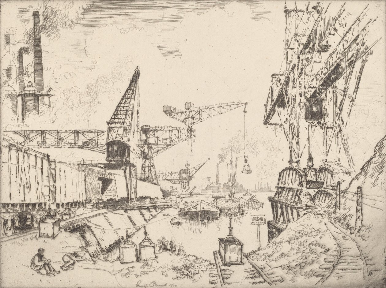 Grúas en Duisburg, 1910 de Joseph Pennell