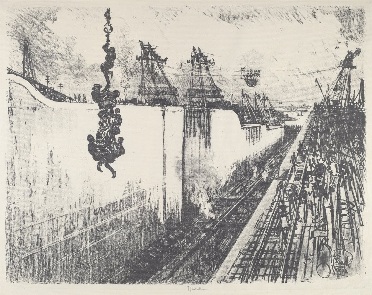 Hora de la cena, Gatun Lock, 1912 de Joseph Pennell