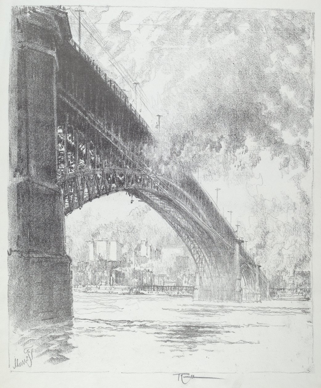 Puente Eads, St. Louis, 1919 de Joseph Pennell