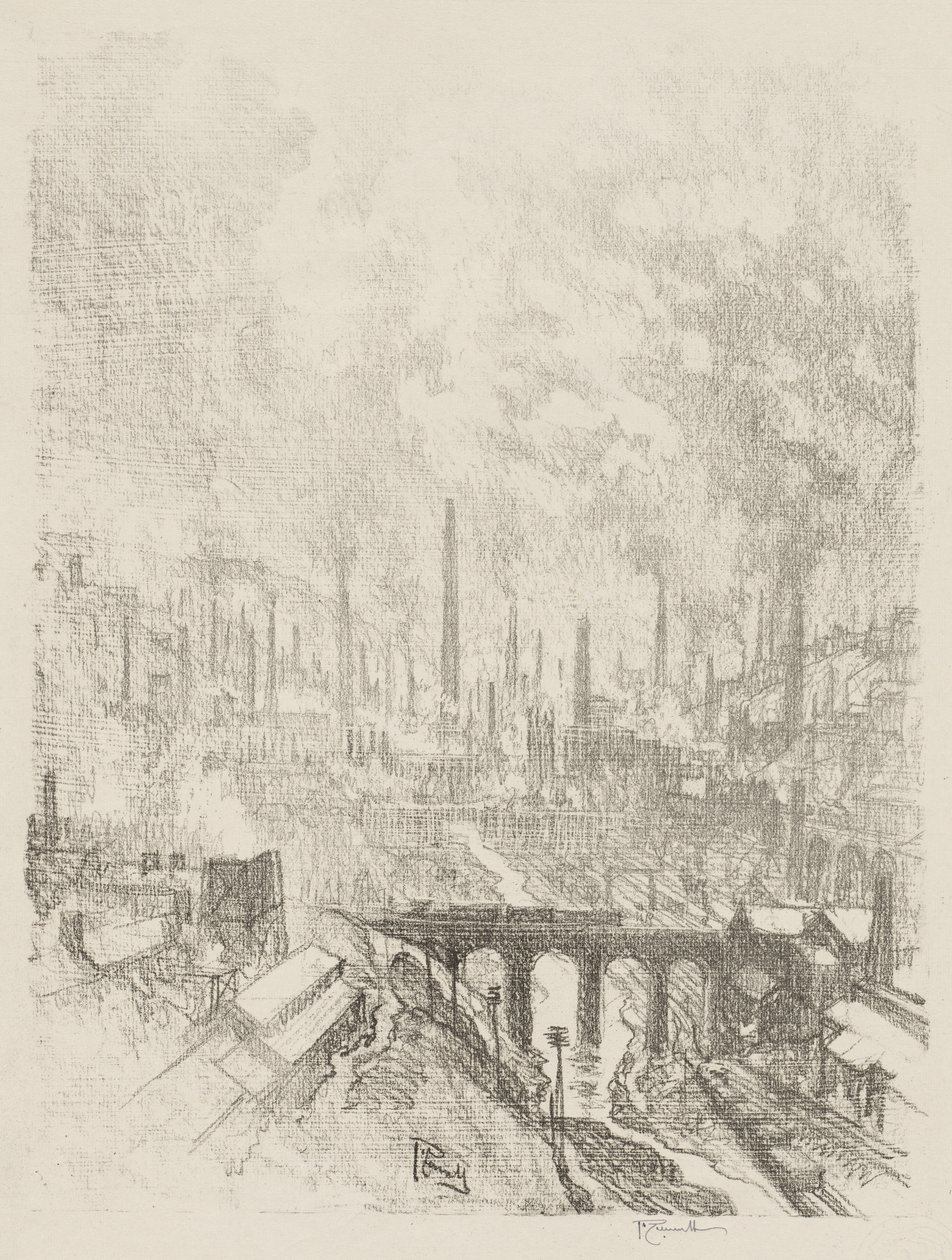 Trabajo de guerra inglés: Ciudad de municiones, No. 1 de Joseph Pennell