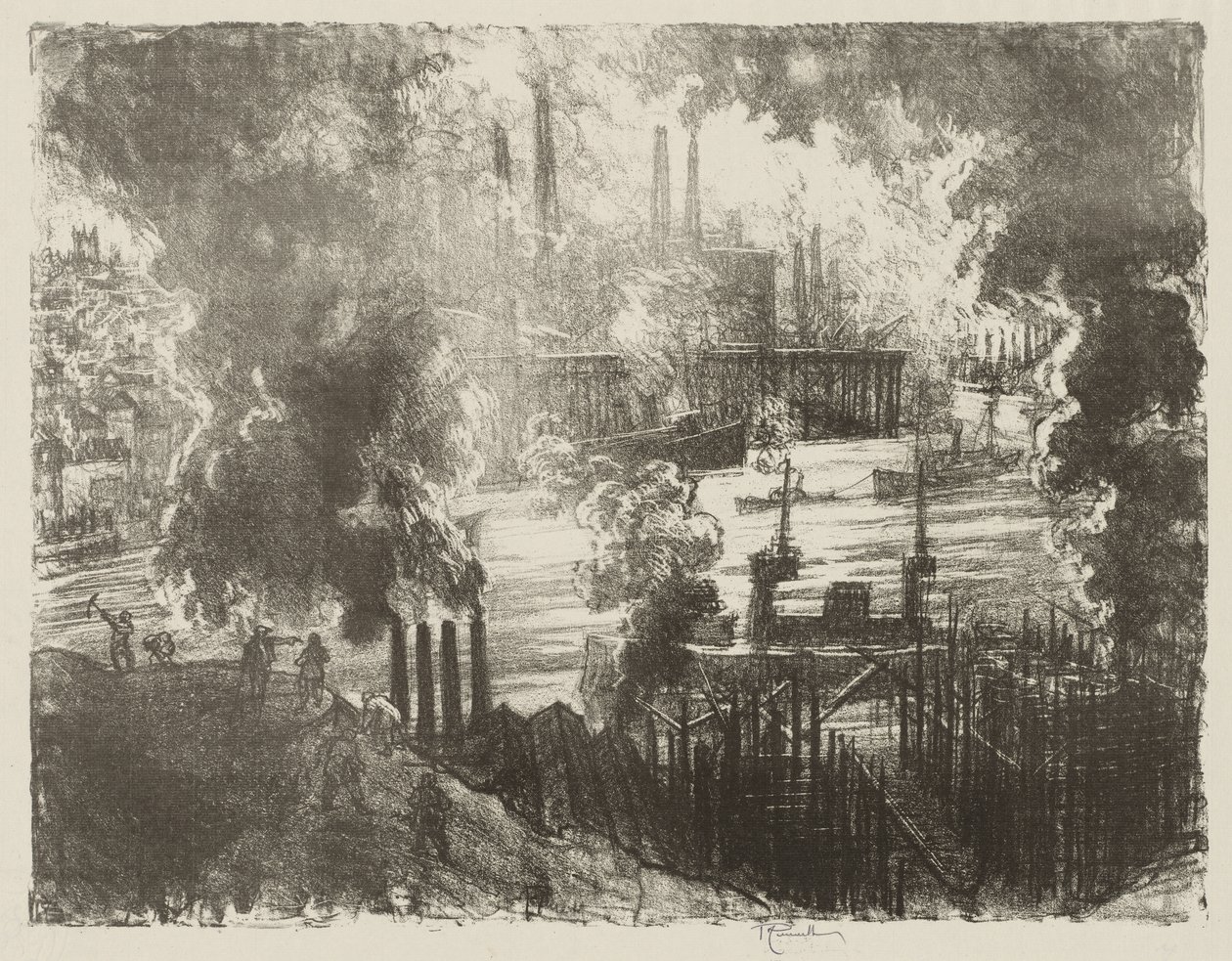 Trabajo de guerra inglés: Río de municiones de Joseph Pennell
