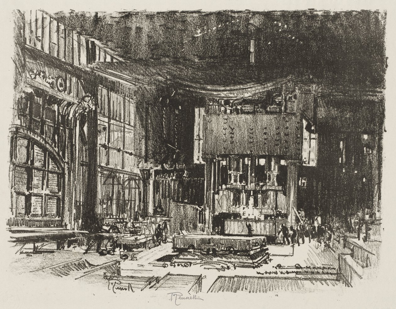 Trabajo de guerra inglés: los acólitos preparando el altar del dios de la guerra de Joseph Pennell