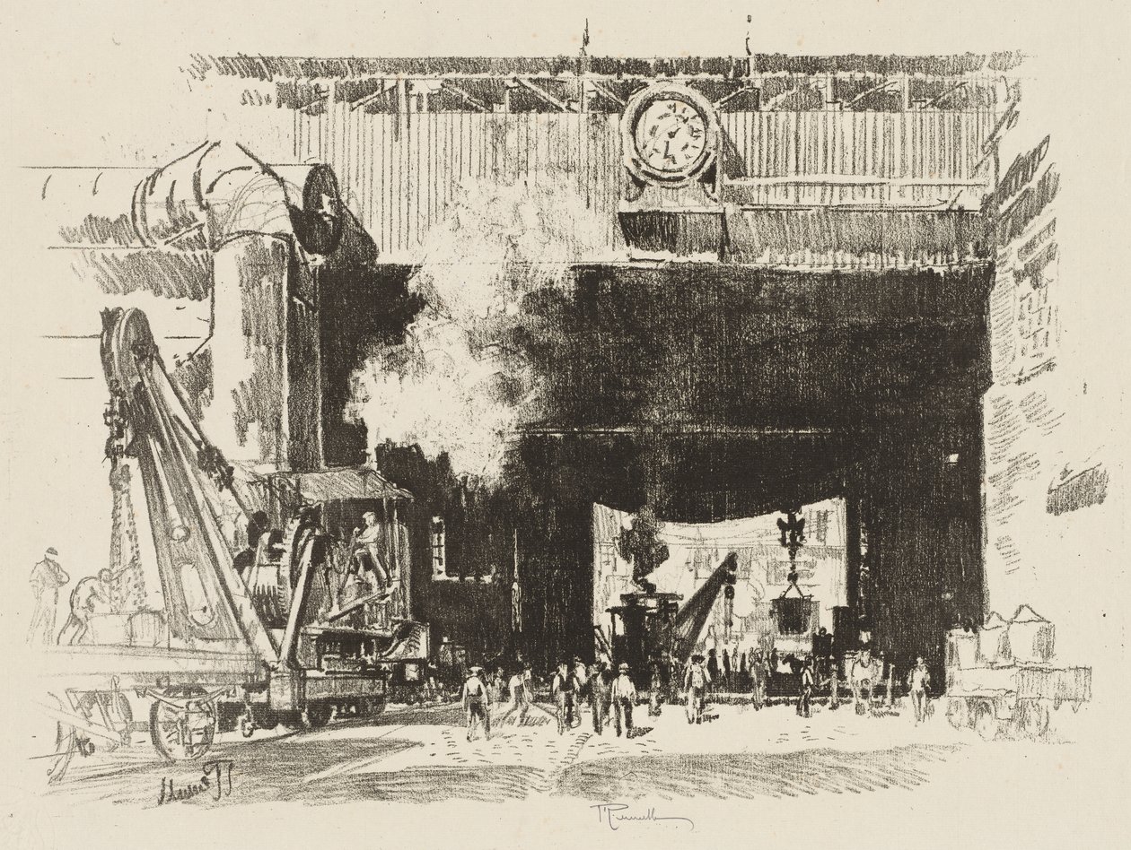 Trabajo de guerra inglés: la gran puerta de la gran tienda de Joseph Pennell