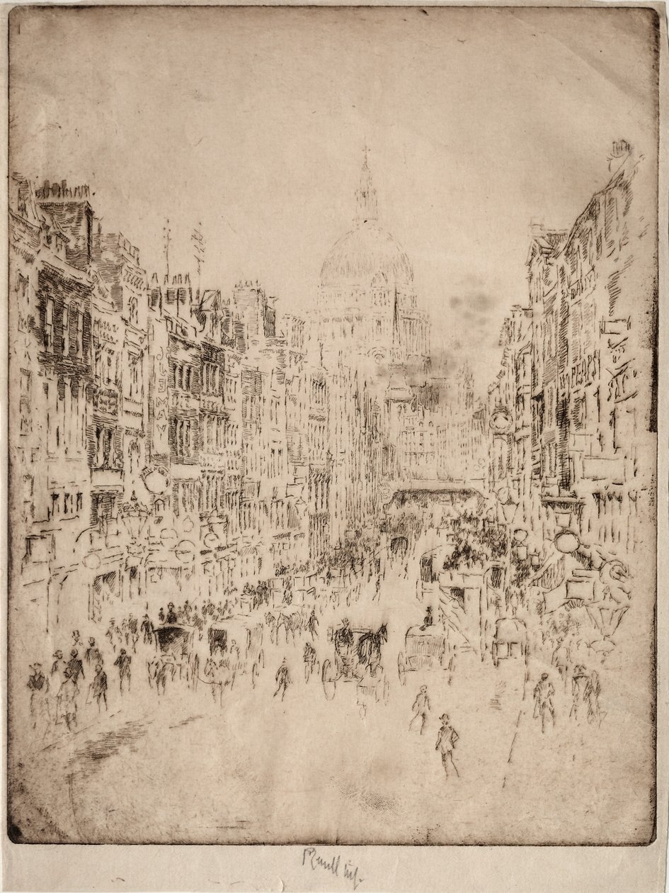 Fleet Street, hacia St. Pauls de Joseph Pennell