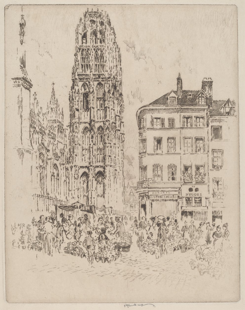 Mercado de Flores y Torre de la Mantequilla, Ruan de Joseph Pennell