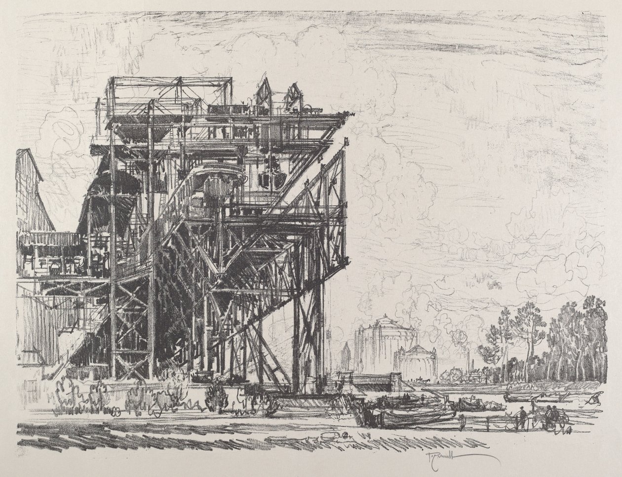 Fábrica de gas desde el canal, Berlín de Joseph Pennell