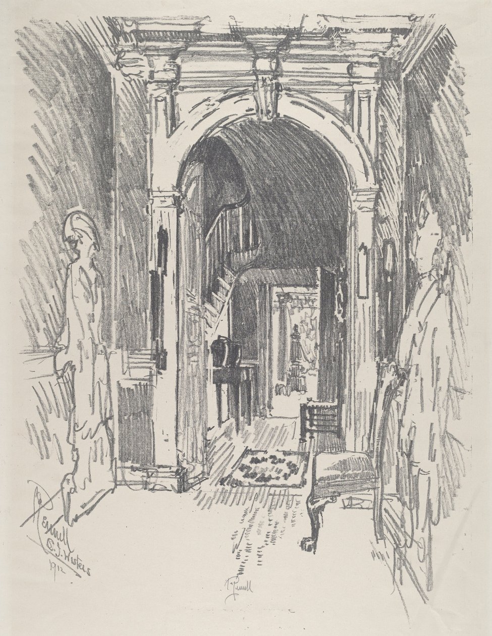 Pasillo en la casa del Dr. Wister, 1912 de Joseph Pennell