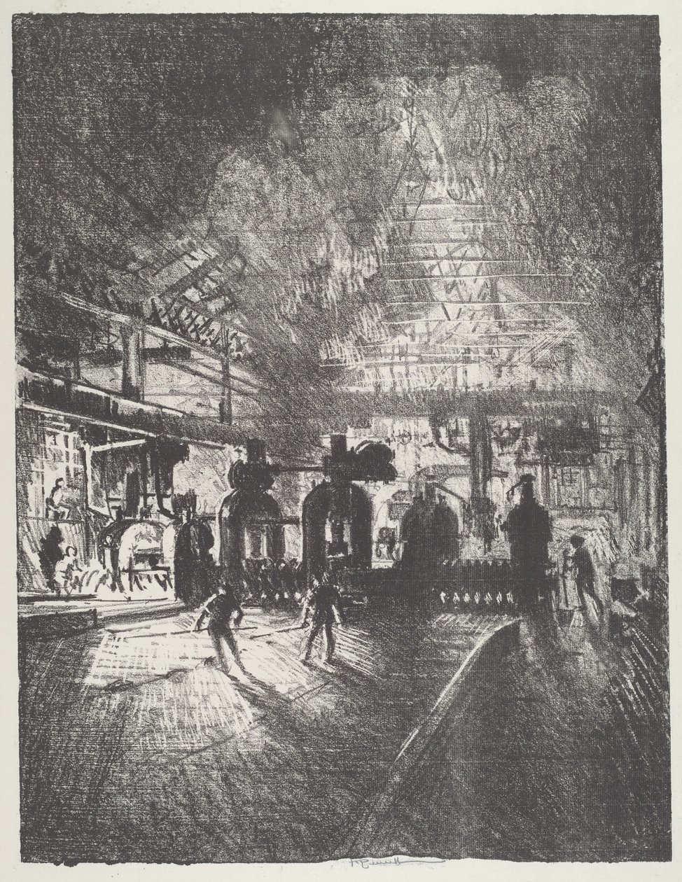 En las fauces de la muerte, barras rodantes para conchas, 1916 de Joseph Pennell
