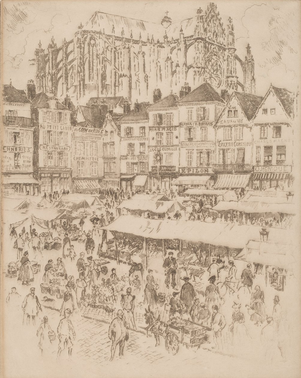 La Place, Beauvais, 1907 de Joseph Pennell