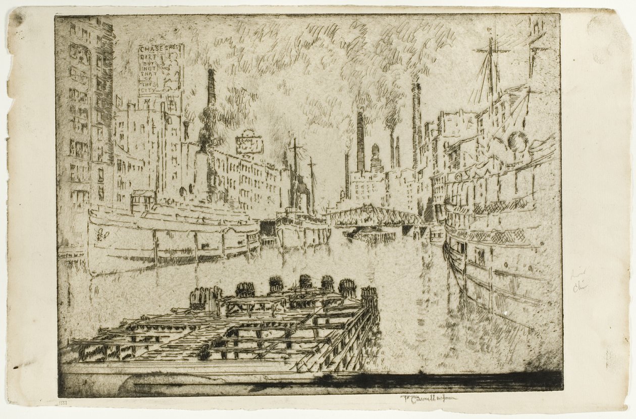Vapores del lago, Chicago de Joseph Pennell