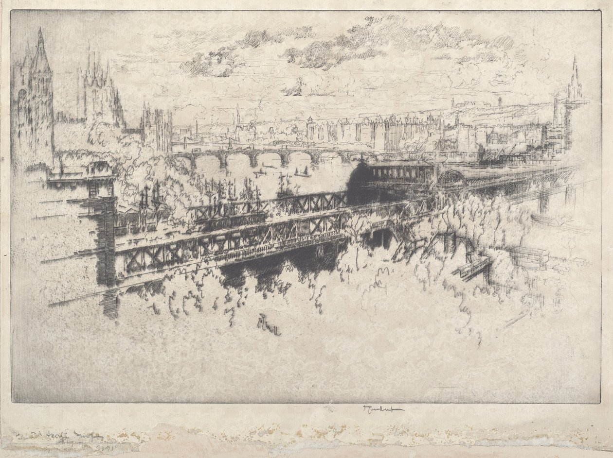 Londres sobre el Puente de Charing Cross de Joseph Pennell