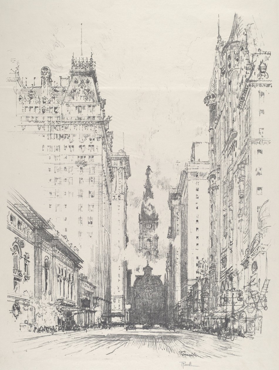 Vista de Broad Street desde Spruce Street de Joseph Pennell