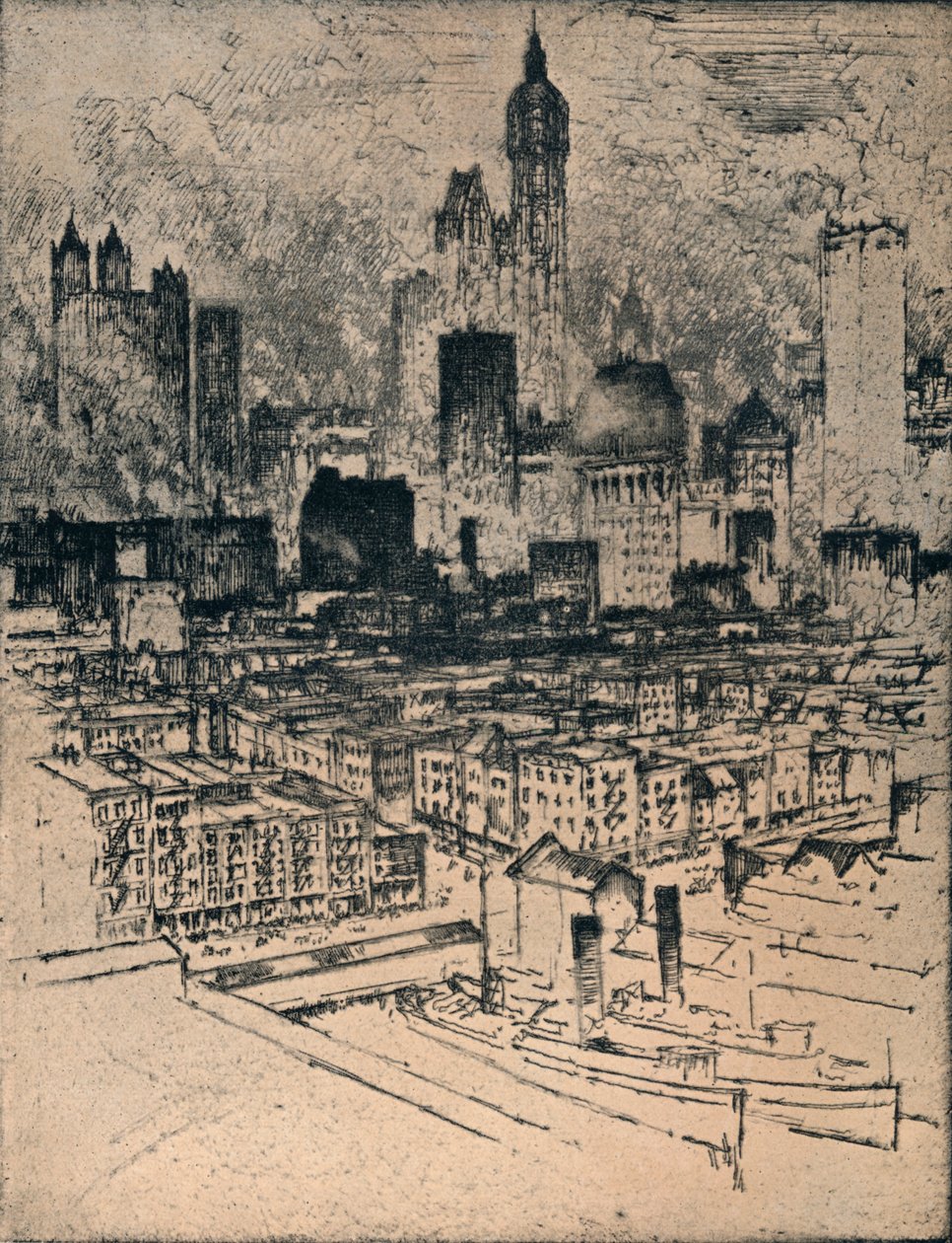 Nueva York Desde el Puente de Brooklyn, c1908 de Joseph Pennell