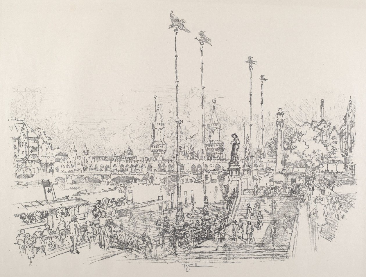 Oberbaum-Brucke, Berlín de Joseph Pennell