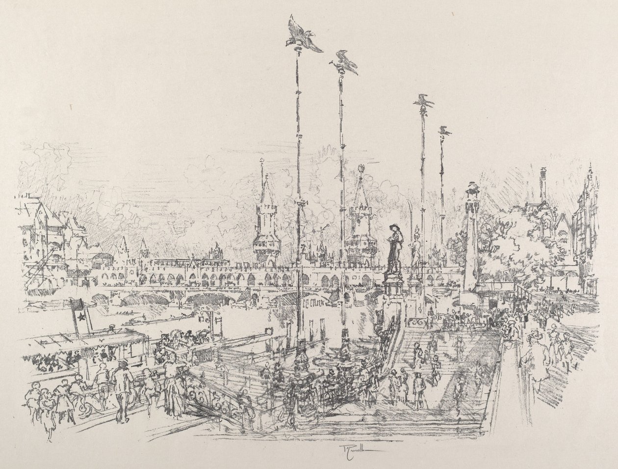 Oberbaum-Brucke, Berlín, 1921 de Joseph Pennell