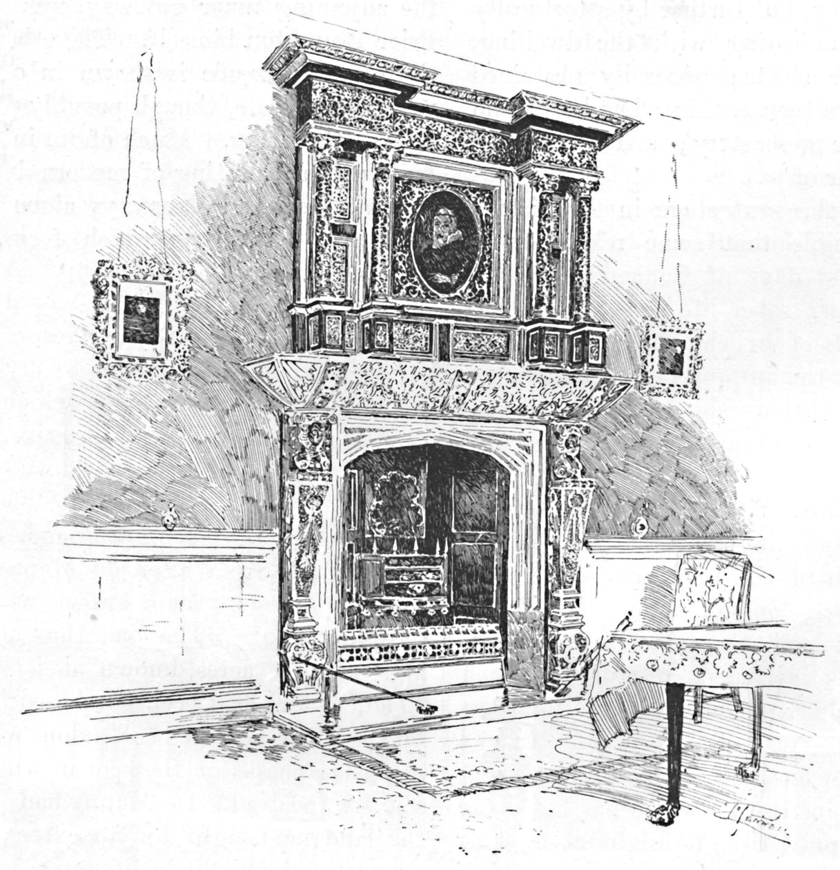 Old Charterhouse: Chimenea en la Logia del Maestro, 1886 de Joseph Pennell
