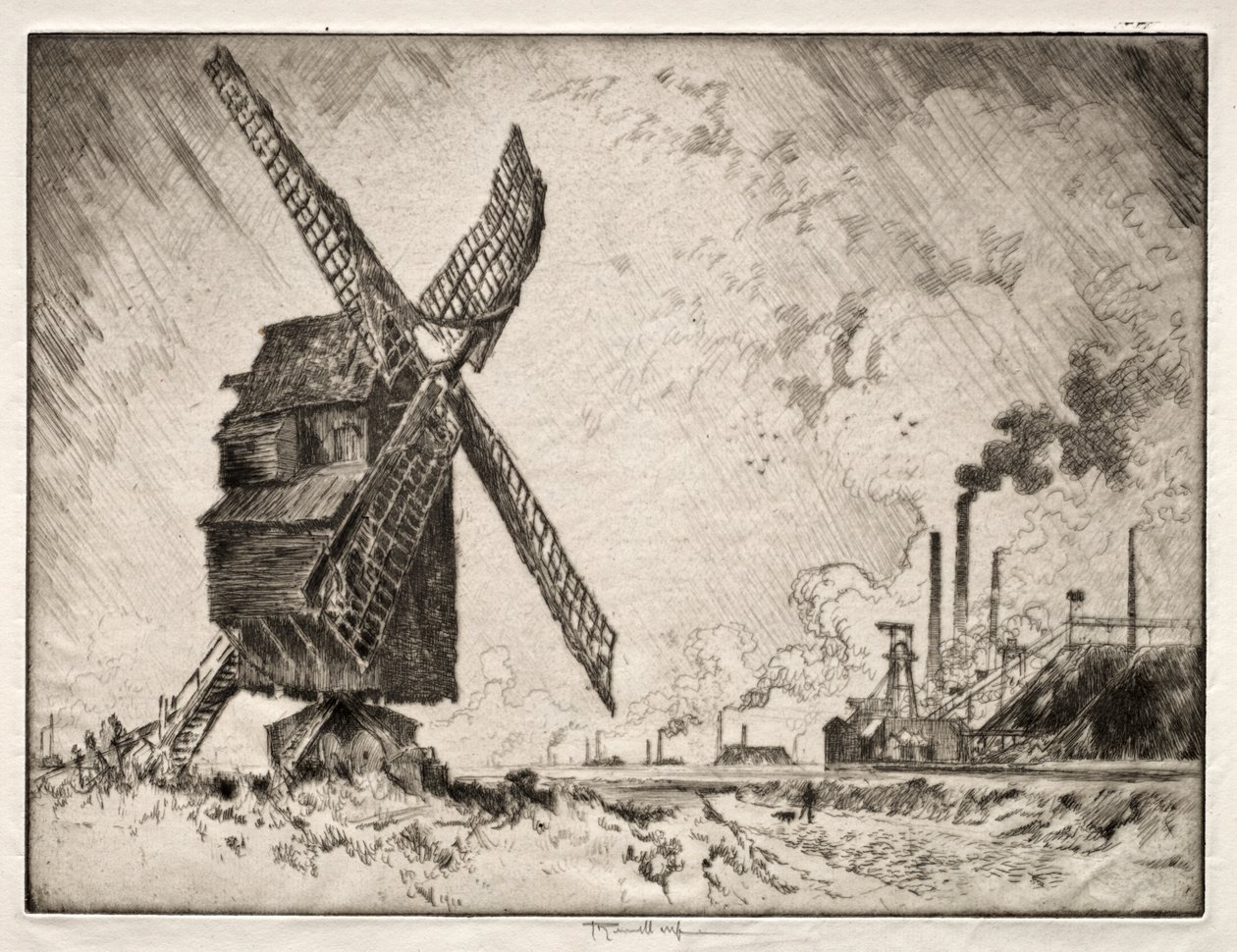 Molinos Viejos y Nuevos, Valenciennes, Francia de Joseph Pennell