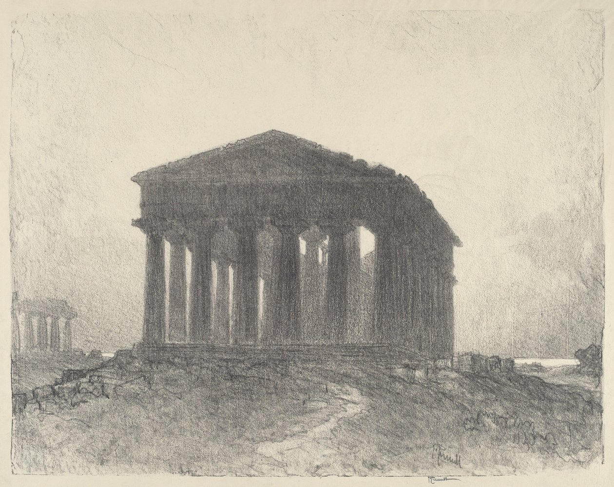 Paestum, al atardecer de Joseph Pennell