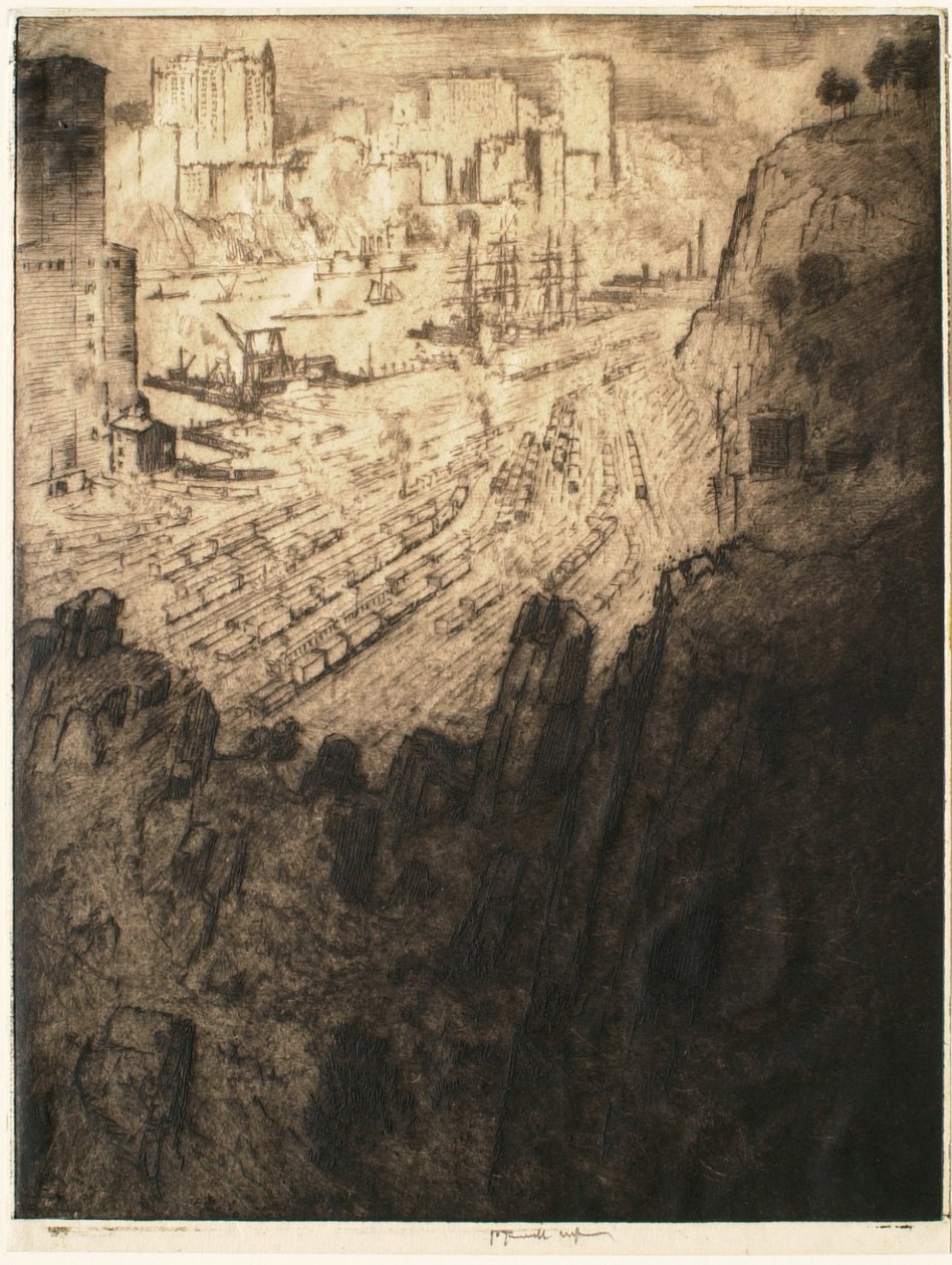 Palisades y palacios, Nueva York de Joseph Pennell