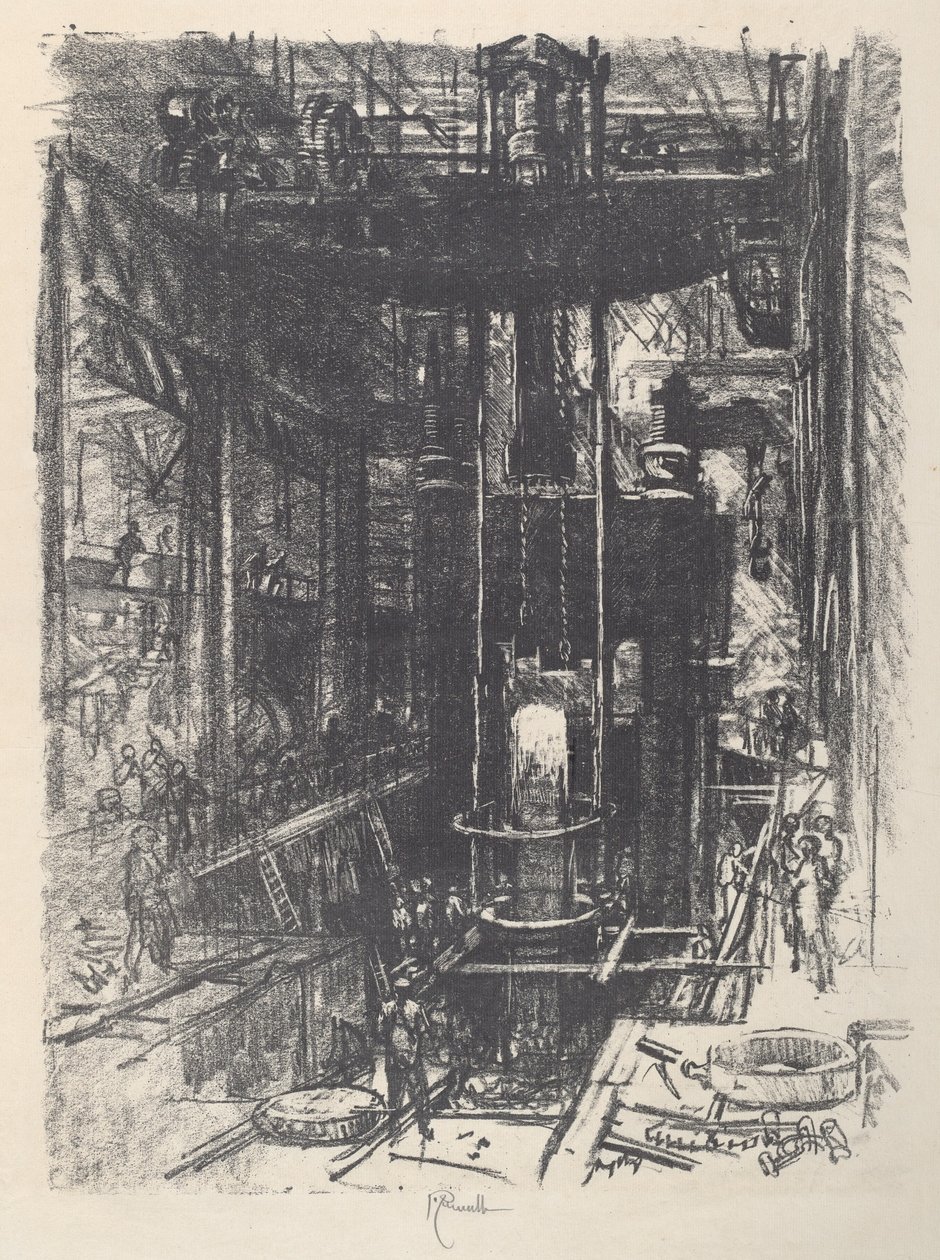 Dando forma a un arma a partir de un lingote de Joseph Pennell