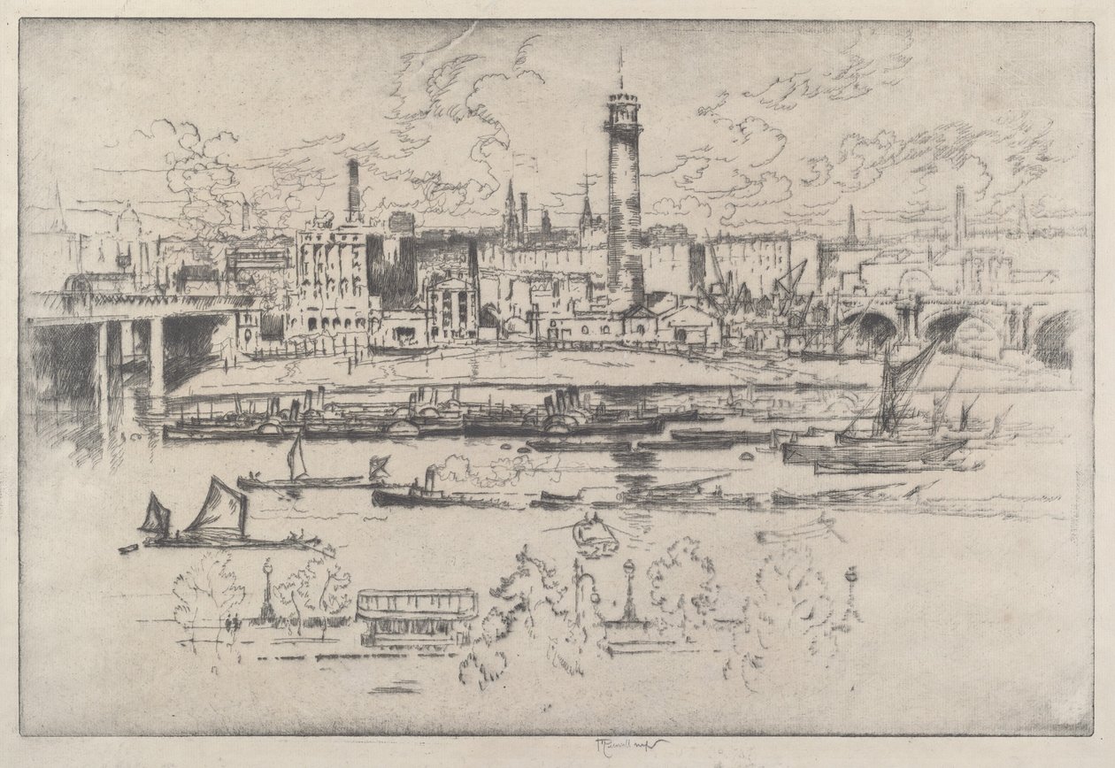 Torre de Tiro entre los Puentes de Joseph Pennell